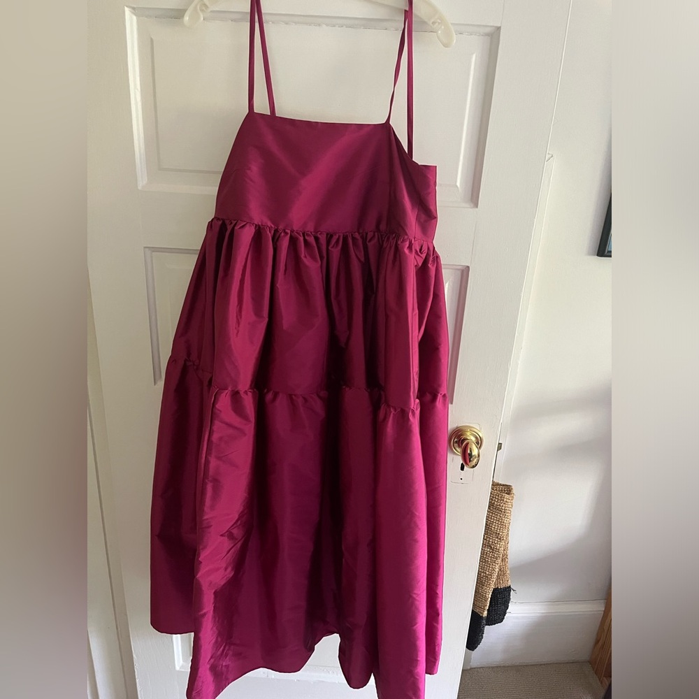 Buzina Silk Chiffon Dress in Fuschia